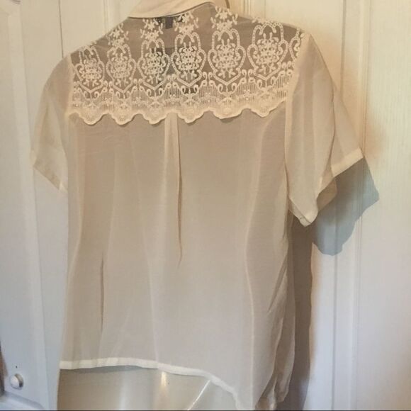 Ivory Lace Sheer Button Blouse NWOT - Picture 2 of 2